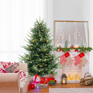 Pre-Lit Artificial Hinged Christmas Tree with 778 PVC and PE Branch Tips