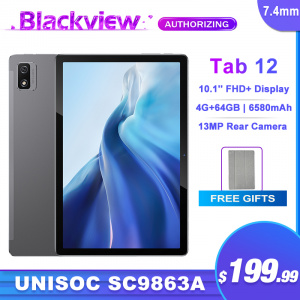Blackview Tab 12 10.1-Inch Display 6580mAh 7.4mm Thickness 4G+64GB Android 11 Octa-core 13MP Camera Dual Box Speakers Tablets