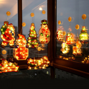 Hanging Illuminate Santa Claus Xmass Tree and other LED Christmas Window Decoration