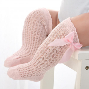 Baby Girl Stockings Summer Knee-High Socks Infant Lace Bowknot Princess Cotton Long Tube Booties For 0-4T