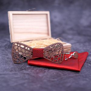New 4 Pieces Wooden tie Handkerchief Cufflinks Fashion wood bow tie wedding dinne Handmade corbata Wooden Ties Gravata set