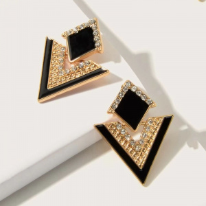 Korean Fashion Piercing Ear Vintage Woman Earring Diamond Inlay Jewelry-Accessories Drip Oil Triangle Earrings 2021 Trend New