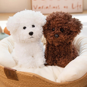 Hot Simulation White Brown Teddy Dog Plush Toy Stuffed Soft Kawaii Curly Appease Doll Toys For Kids