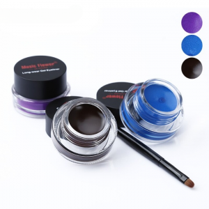 Music Flower Brand Eye Makeup 2 in 1 Brown + Black+Blue Gel Eyeliner Makeup Water-proof Natural Cream Eye Liner Set With Brushes