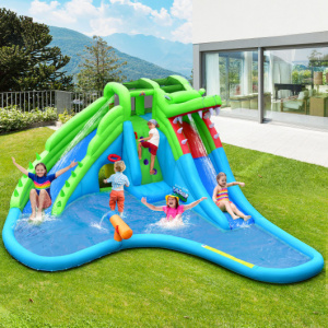 Inflatable Crocodile Style Water Slide Upgraded Kids Bounce Castle with 750W Blower