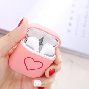 Protective Case Dust-proof Anti-fall Hard Luxury Matte Love Heart Bluetooth-compatible Earphone PC Protective Sleeve for AirPods