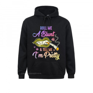 Design Roll Me A Blunt And Tell Me I'm Pretty Funny Weed Lover Anime Hoodie Sweatshirts For Students Cute Long Sleeve Sweatshirt
