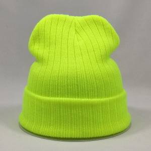 Bright Color Plain Mens Beanie Knit Hats for Women Stretchy Acrylic Soft Hats Neon Yellow Rose Pink