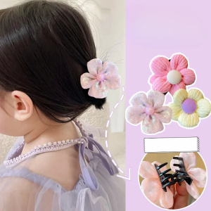 New Cute Flower Acrylic Ornament Hair Claws for Baby Girls: Sweet Clips, Children's Fashion Hair Accessories in Various Colors