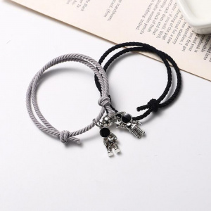 2Pcs/Set Couple Friendship Bracelets Charm Bangles Spaceman Bracelets For Women Men Hand Strap Rope Chain Jewelry Gifts