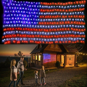 1 Set New LED Flag Net Lights American Flag Light for Festival Indoor Outdoor Decoration 420 Super Bright LEDs