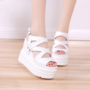 High Heels Gladiator Sandals Women Platform Shoes Fashion Leather Wedges Female Sandal Chunky Sandals For Woman Shoe