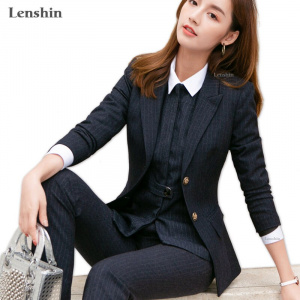 3 Pieces Set High-quality Soft and Comfortable Vest Pant Suit Office Lady Formal Business Two Buttons Design Women Work Wear