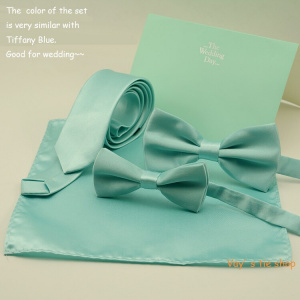 Fashion Mint Green Bow Tie For Men Slim Tie Necktie Hankerchiref Set Papillon Wedding TiffanyBlue-like Bowties Cravat Corbatas