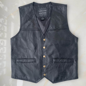 2021 men's stitched leather vest V-neck sheepskin vest