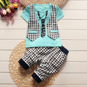 VIMIKID  clothes suits children baby boys summer clothing sets cotton kids tie gentleman outfits short sleeve tops t shirt k1 k1