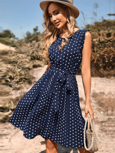 Chloe Stripe Pleated High Waist Dress