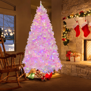 7 ft Flocked Christmas Tree with 500 LEDs and 1,200 Full Branch Tips