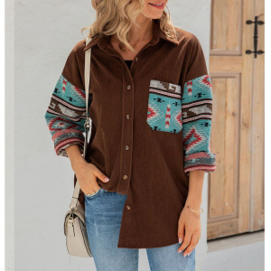 Bohemian Style Long Sleeve Warm Shirt, Winter Shirt for Women