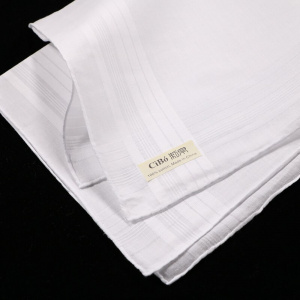 M001: 12 pieces classic men's 100% cotton satin banded handkerchief with hand-rolled edge size 17"x 17"