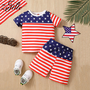 ZAFILLE Boys Independence Day Costume 2pcs Children's Clothing Set Summer Toddler Boys Clothes Outfits For Babies