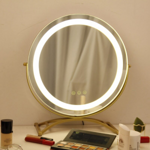 Modern Simple LED Warm White Dimming Makeup Mirror Light Desktop Bedroom Dressing Lamp Rotate Gold Metal Charging Touch Screen