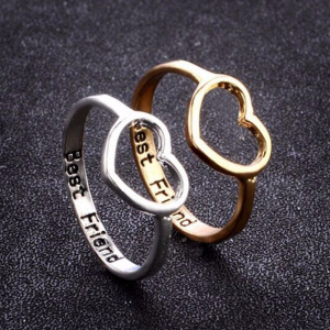 Best Friend Heart Ring Heart Shape Promise Stackable Band Love Rings For Women's Couples Cutout Heart Stainless Steel Jewelry