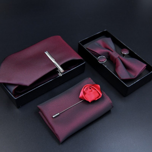 6pcs luxury Tie Set for Man Fashion Mens Ties Set Pocket Square Tie Clip Brooch  Formal Dress Necktie wedding party men gift