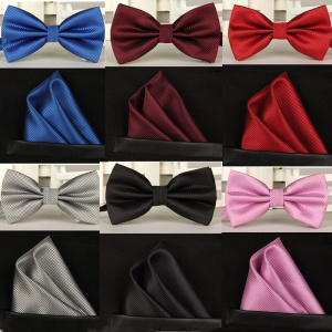 SHENNAIWEI silk Solid Business bowtie men vintage purple black yellow silver wedding bow tie pocket square handkerchief set lote