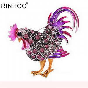 Trendy Big Rooster Brooch French Jewelry Fashion Multicolor Crystal Rhinestone Brooches Female Animal Brooches For Women