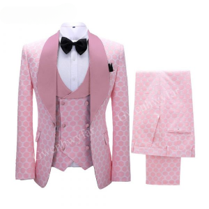 Gwenhwyfar New Polka Dot Suit for Men Custom Made Shawl Lapel Blazer Vest with Pants 2021 Fashion Wedding Tuxedos Groomsmen Wear