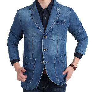 Fashion Mens Denim Blazer Spring Autumn Brand Male Slim Fit Casual Jeans Suit Jacket Men Blazer Coat Terno Masculino 4XL  MY161