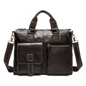 WESTAL Men's Briefcases Bag Men Genuine Leather Laptop Bag 14 Computer Briefcase Shoulder Bags for Men Totes Bags for Document