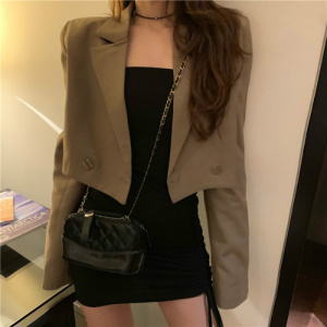 Double Breasted Wide-waisted Casual Jackets for Women with Long Sleeves
