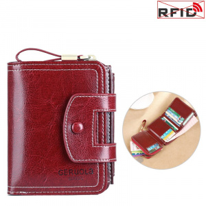 Fashion Luxury Female Wallet Genuine Leather Wallet Women RFID Anti Theft Business Card Holder Zipper Purse Bag Wallet Woman