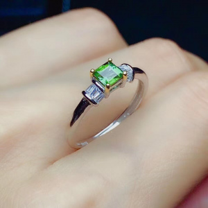 CoLife Jewelry 100% Natural Pink Green Tourmaline Ring for Engagement 4mm Tourmaline Silver Ring 925 Silver Gemstone Jewelry