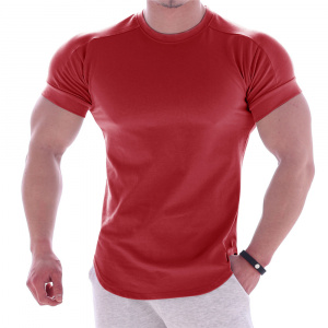 Men Summer T Shirts High Elastic Slim Fit Tshirt Men Quick-drying Curved Hem Mens T-Shirts Solid Color 3XL