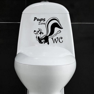 Lovely Squirrel elf Fun Bathroom Wall Sticker Pups Zone WC Home Decor Living Room Vinyl Wall Decals Art Poster Toilet Stickers