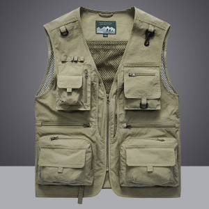 Summer Men Unloading Tactical Vest Coat Casual Men's Photographer Waistcoat Mesh Work Sleeveless Jacket Tools Pocket Vest 5XL