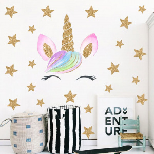 Smile unicorn star wall sticker living room bedroom home decor wall stickers for kids rooms decoracion