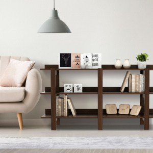 59 Inch Console Table with 3-tier Open Shelf for Front Hall Hallway and Foyer