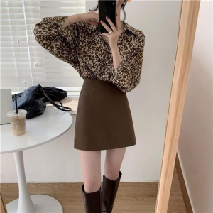 Leopard Shirts Women Loose Retro Autumn Long Sleeve Trendy Ladies Blouses All-match Streetwear Female Chic Tops New Fashion Hot