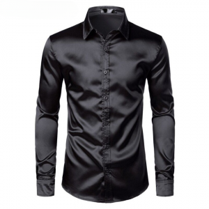 Luxury Smooth Silk Slim Fit Wedding Tuxedo Shirt for Men