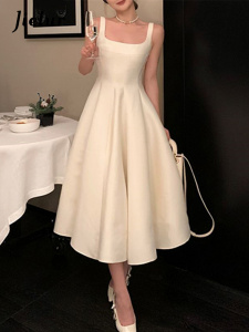 Elegant A-Line Vintage Princess Style Evening Midi Dress for Women