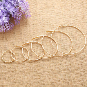 Big Gold Circle Round Hoop Earrings For Women Simple Design Shiny Smooth Clear Charm Large Hollow Earring Fashion Jewelry A305