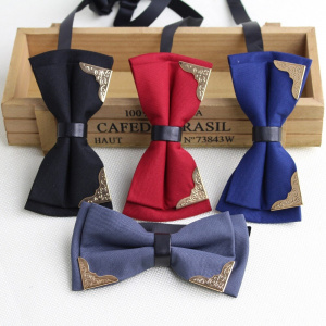 Solid Fashion Bowties Groom Mens Kingly Plaid Double Deck Cravat For Men Butterfly Bling Male Marriage Wedding Bow Ties