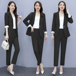 Single Button Office Jackets for Ladies with Trousers, Women’s Office Two Piece Set