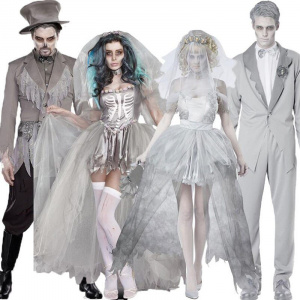 Halloween Cosplay Costume Women's Vampire Couple Uniform Men's Horror Ghost Dead Zombie Corpse Bride Dress