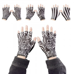 Women Winter Touch Screen Mittens Cute Black White Zebra Leopard Knitting Half-Finger Gloves Unisex Black Driving Gloves