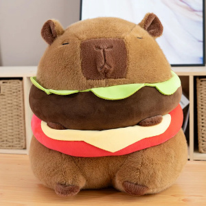 Cute Capybara Burger Plush Toy Creative Combination of Capybara and Burger Soft Pillow Accompany Sleep Plushie Kids